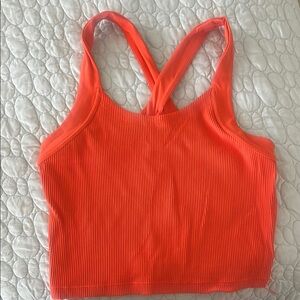 Athleta Orange Ribbed Crop Top